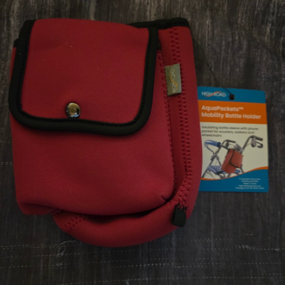 High Road AquaPockets Mobility Bottle Holder Red Neoprene Walker Bag HR-5670-CRI